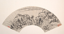 Landscapes, Chen Hengke (Chinese, 1876–1923), Two sides of a folding fan mounted as two album leaves; ink and color on alum paper, China