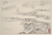 Landscapes, Zhang Feng (Chinese, active ca. 1628–1662), Album of twelve leaves; ink and color on paper, China