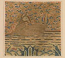 Scroll Cover with Mythical Creature, Silk embroidery on simple gauze silk, China