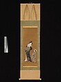Courtesan and Her Attendant, Katsukawa Shunshō　勝川春章 (Japanese, 1726–1792), Hanging scroll; ink and color on silk, Japan