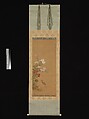 Quail and Autumn Flowers, Tosa Mitsuoki (Japanese, 1617–1691), Hanging scroll; ink and color on silk, Japan