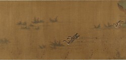 River Scene with Birds and Bamboo, Unidentified artist  , 17th century or later, Handscroll; ink and mineral color on silk, China