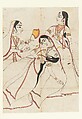 A Swooning Lady, Ink, transparent, and translucent watercolor on paper, India (Rajasthan)