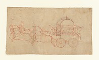 War Chariot, Red ochre on paper, India (Rajasthan)