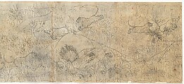 Tigers Hunting Boars and Deer, Ink on paper, Western India, Rajasthan, Kota