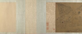 Buddhist luohans crossing the sea to the palace of the dragon king, Unidentified artist  , fake signature of Li Gonglin (ca. 1041–1106), Handscroll; ink on silk, China