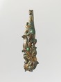 Belt Hook, Gilt bronze with glass inlay, China