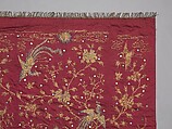 Hanging for Wedding, Silk, metal thread, glass, and brass embroidery on silk satin, China