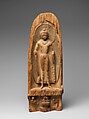 Buddha with radiate halo and mandorla, Juniper wood with traces of color and gold, China (Xinjiang Autonomous Region, Turfan area)