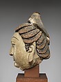 Head of Attendant, Unfired clay with pigment, China