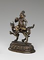 White Jambhala on a Dragon, Brass with pigment, inlaid with copper and silver; lost-wax cast, Mongolia