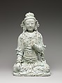 Seated bodhisattva, Porcelain with relief decoration under bluish white glaze (Jingdezhen Qingbai ware), China