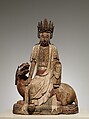 Bodhisattva Avalokiteshvara of the Lion's Roar, or Simhanada Avalokiteshvara (Shi Hou Guanyin), Wood (willow) with traces of pigment, single-woodblock construction, China