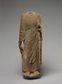 Buddhist attendant (possibly Kasyapa), Sandstone with traces of pigment, China