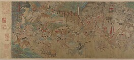 Raising the Alms-Bowl, unidentified artist Chinese, Handscroll; ink, color, and gold on paper, China