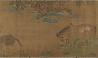 Washing Horses in a River, Unidentified artist, Handscroll; ink and color on silk, China