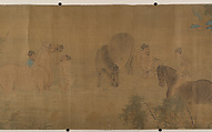 Washing Horses in a River, Unidentified artist, Handscroll; ink and color on silk, China