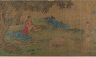 Washing Horses in a River, Unidentified artist, Handscroll; ink and color on silk, China