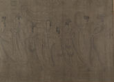The Five Rulers at the New Year's Reception, Unidentified artist, Handscroll; ink and color on silk, China