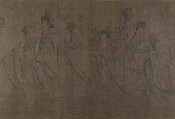 The Five Rulers at the New Year's Reception, Unidentified artist, Handscroll; ink and color on silk, China
