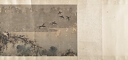 Landscape with White-Breasted Crows, Attributed to Zha Shibiao (Chinese, 1615–1698), Handscroll; ink and color on paper, China