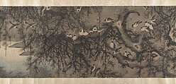 Landscape with White-Breasted Crows, Attributed to Zha Shibiao (Chinese, 1615–1698), Handscroll; ink and color on paper, China