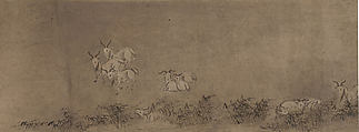 Bullocks and Goats, Unidentified artist, Handscroll; ink and color on paper, China