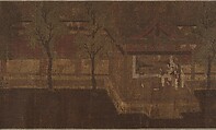 Pavilion with Figures, Unidentified artist Chinese, 10th century (?), Handscroll; ink and color on silk, China