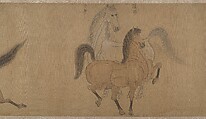 Eight Horses, Attributed to Zhao Mengfu (Chinese, 1254–1322), Handscroll; ink and color on silk, China