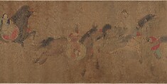 Horsemanship demonstration, Spurious signature of Zhao Yong (Chinese, 1289–after 1360), Handscroll; ink and color on silk, China