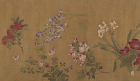The Hundred Flowers, Attributed to Wang Yuan (Chinese, ca. 1280–after 1349), Handscroll; ink and color on silk, China