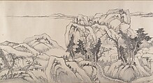 River Landscape in Autumn, Attributed to Luo Mu (Chinese, 1622–1706), Handscroll; ink on paper, China