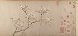 Pear Blossoms, Unidentified, Handscroll; ink and color on paper, China