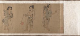 Beggars, Unidentified artist Chinese, after Zhou Chen (ca 1455-after 1536), Handscroll; ink and color on paper, China