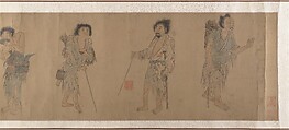 Beggars, Unidentified artist Chinese, after Zhou Chen (ca 1455-after 1536), Handscroll; ink and color on paper, China