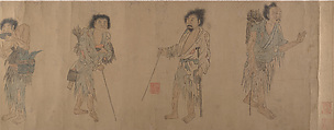 Beggars, Unidentified artist Chinese, after Zhou Chen (ca 1455-after 1536), Handscroll; ink and color on paper, China