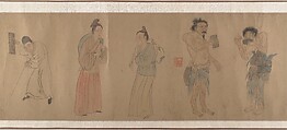 Beggars, Unidentified artist Chinese, after Zhou Chen (ca 1455-after 1536), Handscroll; ink and color on paper, China