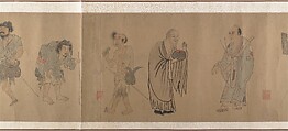 Beggars, Unidentified artist Chinese, after Zhou Chen (ca 1455-after 1536), Handscroll; ink and color on paper, China