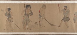 Beggars, Unidentified artist Chinese, after Zhou Chen (ca 1455-after 1536), Handscroll; ink and color on paper, China