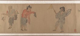 Beggars, Unidentified artist Chinese, after Zhou Chen (ca 1455-after 1536), Handscroll; ink and color on paper, China