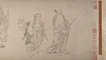 The Sixteen Luohans, Attributed to Qiu Ying (Chinese, ca. 1495–1552), Handscroll; ink on paper, China