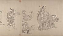 The Sixteen Luohans, Attributed to Qiu Ying (Chinese, ca. 1495–1552), Handscroll; ink on paper, China