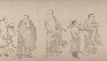 The Sixteen Luohans, Attributed to Qiu Ying (Chinese, ca. 1495–1552), Handscroll; ink on paper, China
