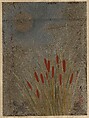 Cat Tails and Moon, Shibata Zeshin Japanese, Album leaf; lacquer on silver paper, Japan