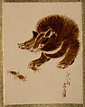 Bear and Crabs, Shibata Zeshin Japanese, Album leaf; lacquer on paper, Japan