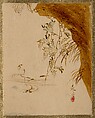 Overhanging Cliff, Shibata Zeshin Japanese, Album leaf; lacquer on paper, Japan