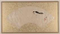 Birds, Shibata Zeshin (Japanese, 1807–1891), Fan painting mounted as album leaf; tempera on paper, Japan