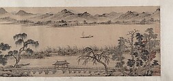 Pavilion of the Hovering Rainbow Bridge, Unidentified artist Chinese, Handscroll; ink and color on paper, China