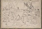 Album of Sketches by Katsushika Hokusai and His Disciples, Katsushika Hokusai (Japanese, Tokyo (Edo) 1760–1849 Tokyo (Edo)), Album of ninety-seven leaves; ink and color on paper, Japan