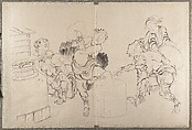 Album of Sketches by Katsushika Hokusai and His Disciples, Katsushika Hokusai (Japanese, Tokyo (Edo) 1760–1849 Tokyo (Edo)), Album of ninety-seven leaves; ink and color on paper, Japan